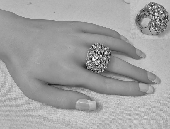 SILVER CLEAR STONE STRETCH RING ( 10055 RCL )