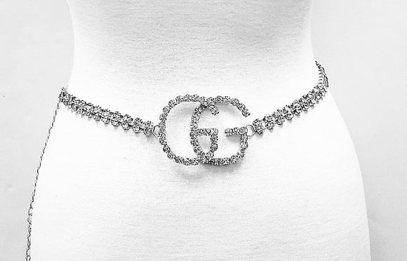SILVER RHINESTONE BELT ( 11019 R )