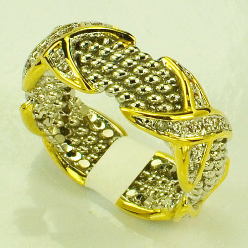 SILVER GOLD CLEAR STONES SIZE 10 ( 0329K 10 )