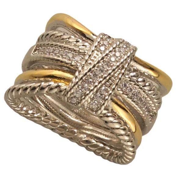 SILVER GOLD RING SIZE 7 ( 1740 7 )