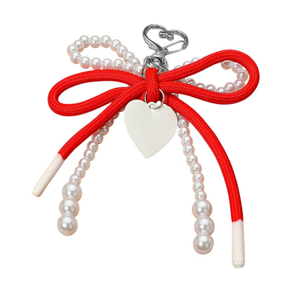 RED WHITE HEART CHARM KEYCHAIN BAG CHARM ( 1764 RD )