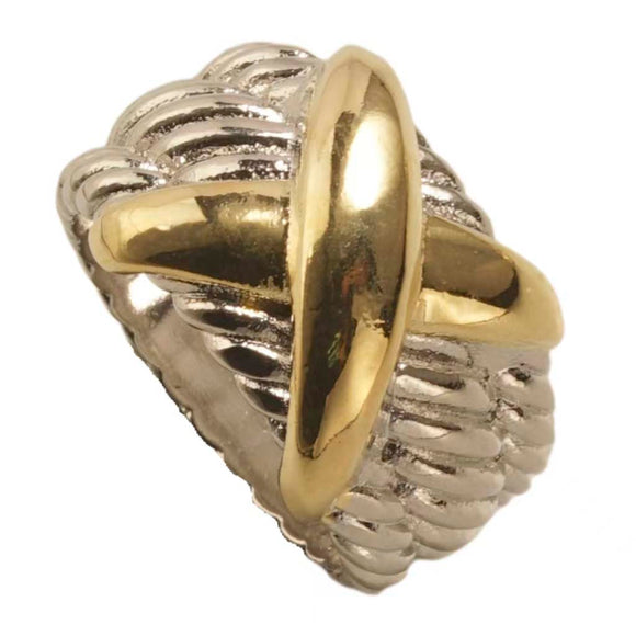 SILVER GOLD RING X SIZE 7 ( 1827K SIZE 7 )