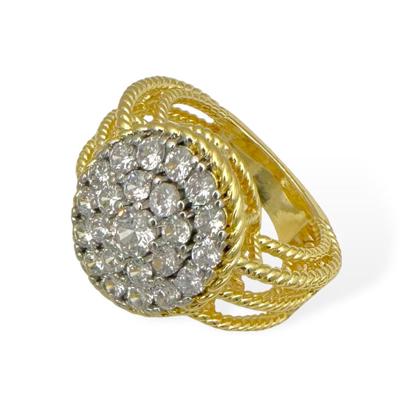 GOLD RING CLEAR CZ STONES SIZE 10 ( 2140 K10 )