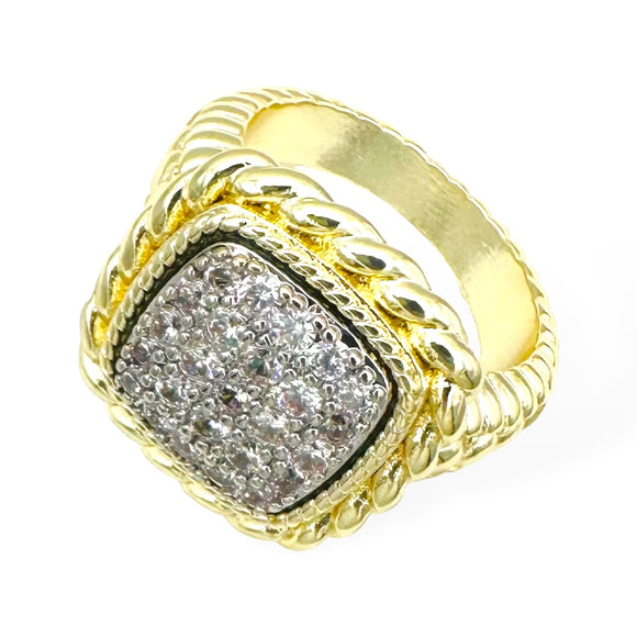 GOLD RING CLEAR CZ STONES SIZE 10 ( 2147 10 )