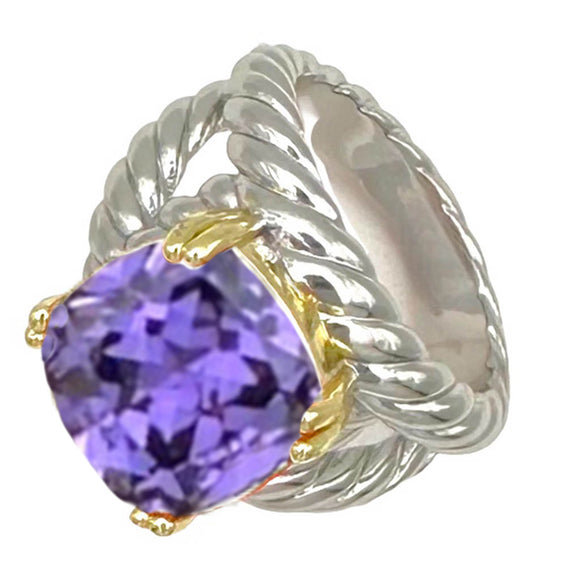 SILVER GOLD RING AMETHYST STONE SIZE 10 ( 2157 KA 10 )