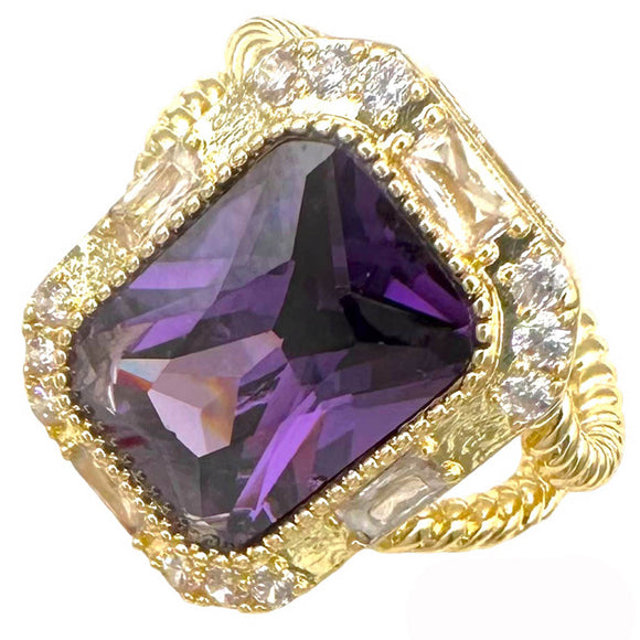 GOLD RING AMETHYST STONE SIZE 10 ( 2178 GA10 )