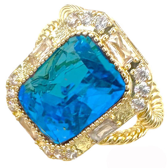 GOLD RING BLUE STONE SIZE 10 ( 2178 GB10 )