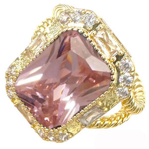 GOLD RING PINK STONE SIZE 9 ( 2178 GRO9 )