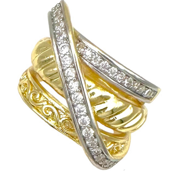 SILVER GOLD RING SIZE 6 ( 2180 SIZE6 )