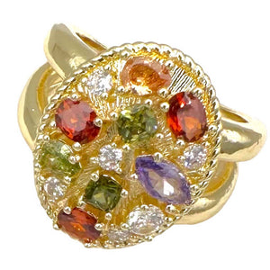 GOLD MULTICOLOR CZ STONE RING SIZE 7 ( 2181 G7 )