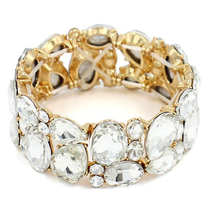 GOLD STRETCH BRACELET CLEAR STONES ( 2049 GDCLR )