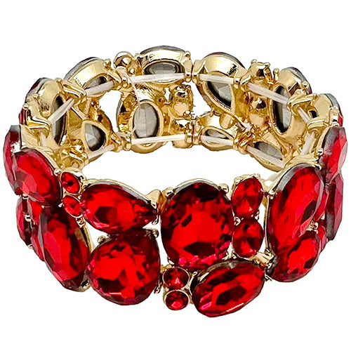 GOLD STRETCH BRACELET RED STONES ( 2049 GDLSM )