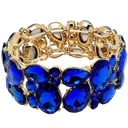 GOLD STRETCH BRACELET BLUE STONES ( 2049 GDSAP )