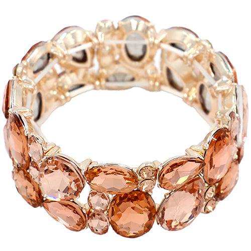 ROSE GOLD STRETCH BRACELET PEACH STONES ( 2049 RGPCH )