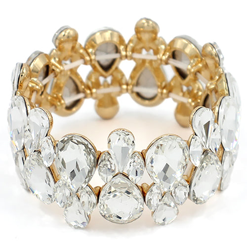 GOLD STRETCH BRACELET CLEAR STONES ( 2050 GDCLR )