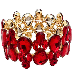 GOLD STRETCH BRACELET RED STONES ( 2050 GDLSM )