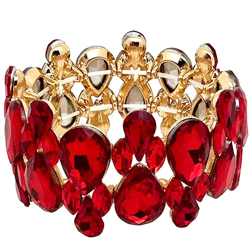 GOLD STRETCH BRACELET RED STONES ( 2050 GDLSM )