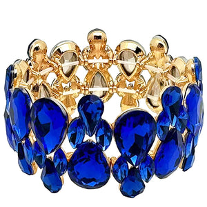 GOLD STRETCH BRACELET BLUE STONES ( 2050 GDSAP )