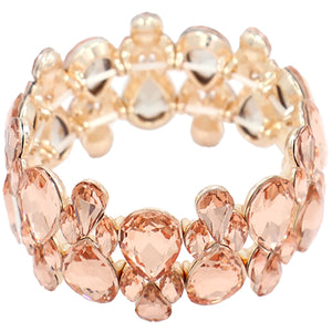 ROSE GOLD STRETCH BRACELET PEACH STONES ( 2050 RGPCH )