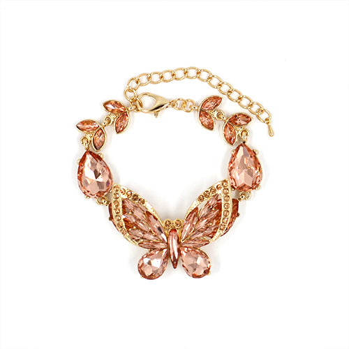 ROSE GOLD BUTTERFLY BRACELET PEACH STONES ( 2064 RGPCH )