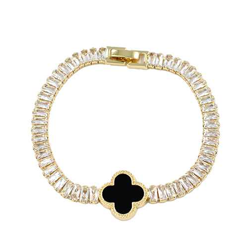 GOLD BLACK QUATREFOIL BRACELET ( 2229 GDBK )