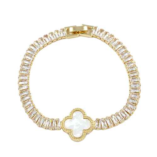 GOLD WHITE QUATREFOIL BRACELET ( 2229 GDWT )