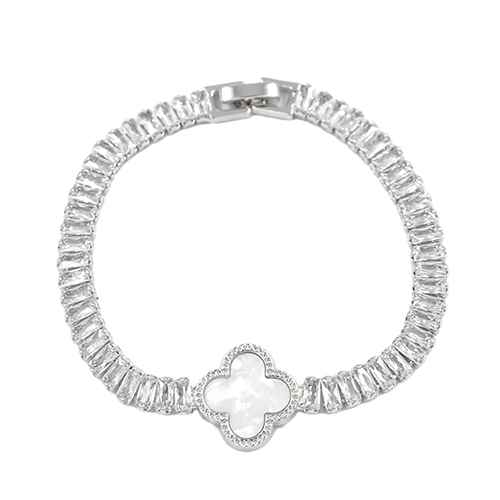SILVER WHITE QUATREFOIL BRACELET ( 2229 RDWT )