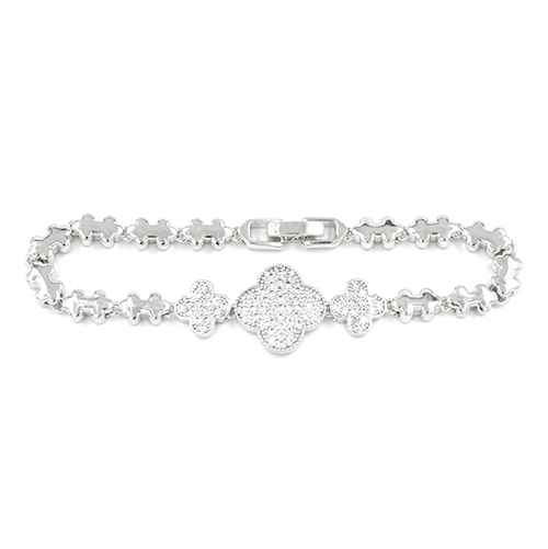SILVER BRACELET CLEAR STONES ( 2249 RD )