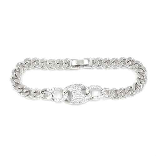 SILVER BRACELET CLEAR STONES ( 2251 RD )