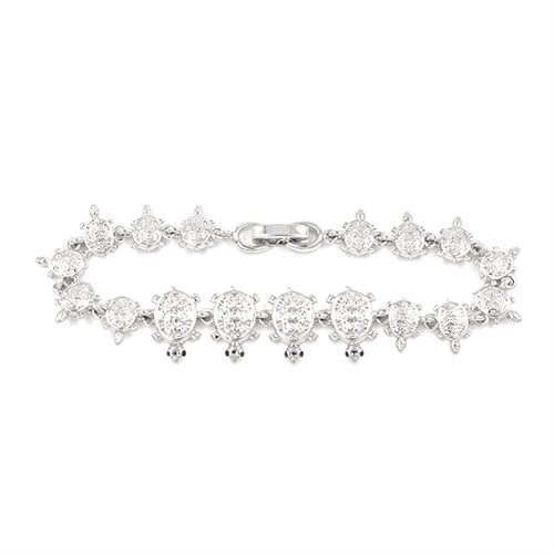 SILVER TURTLE BRACELET CLEAR STONES ( 2271 RD )