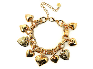 Gold Bracelet Heart Charms ( 5604 GD )