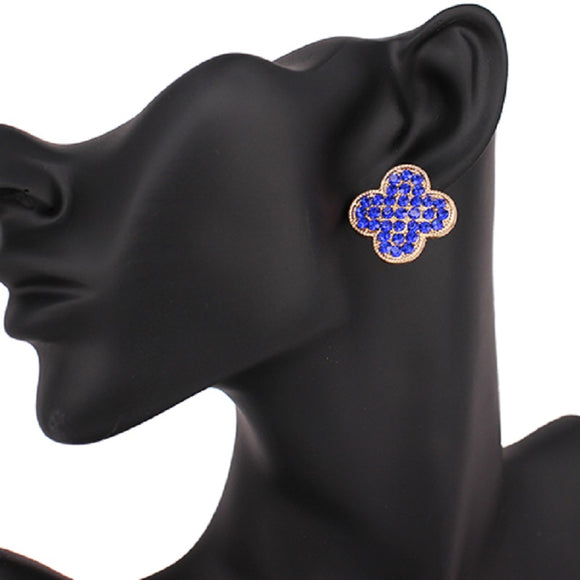 Gold Blue Quatrefoil Earrings ( 1048 GDSAP )