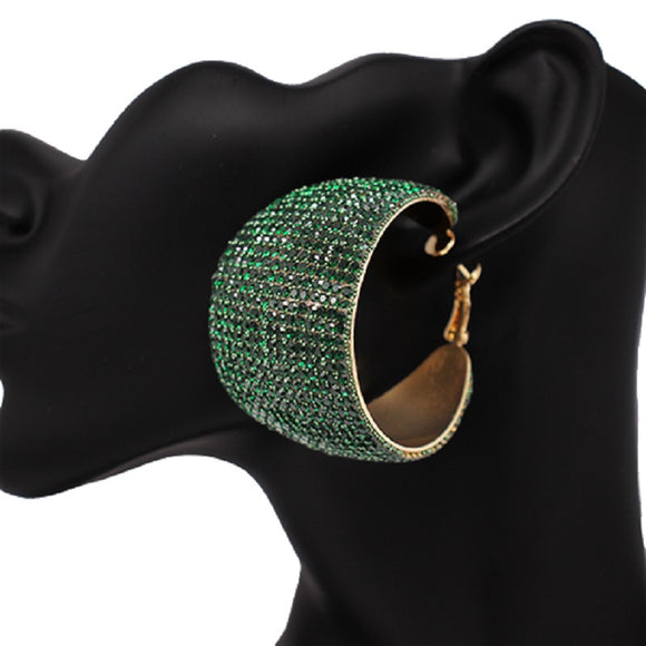 Gold Emerald Hoop Earrings ( 2437 GDEMR )