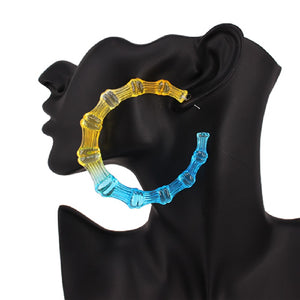 Yellow Blue Acrylic Bamboo Earrings ( 2461 YWBL )