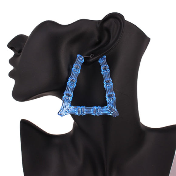 Blue Acrylic Bamboo Earrings ( 2463 BL )