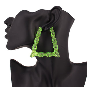 Green Acrylic Bamboo Earrings ( 2463 GN )