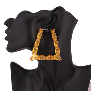 Orange Acrylic Bamboo Earrings ( 2463 OR )