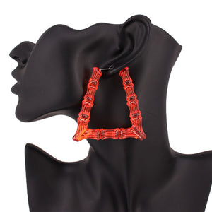 Red Acrylic Bamboo Earrings ( 2463 RED )