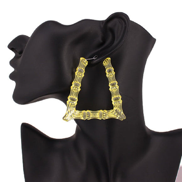 Yellow Acrylic Bamboo Earrings ( 2463 YW )