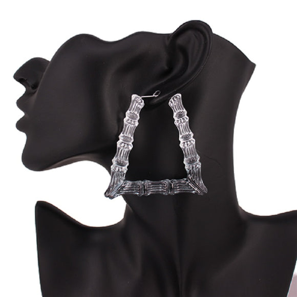 Clear Black Acrylic Bamboo Triangle Earrings ( 2464 CLRBK )