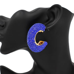 GOLD BLUE HOOP EARRINGS ( 2477 GDSAP )