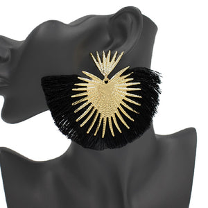 GOLD BLACK THREAD EARRINGS ( 2499 GDBK )