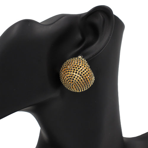 GOLD PINCATCH BLACK BALL EARRINGS ( 2500 GDJET )