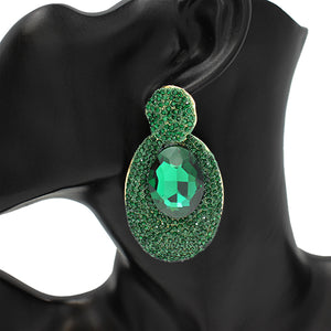 GOLD EARRINGS EMERALD GREEN COLOR STONES ( 2522 EMR )