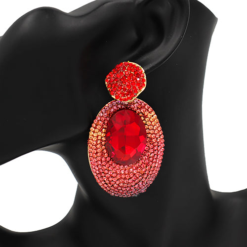 GOLD EARRINGS RED STONES ( 2522 LRED )