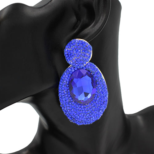 GOLD EARRINGS BLUE COLOR STONES ( 2522 SAP )