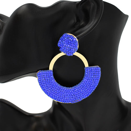 GOLD EARRINGS BLUE STONES ( 2526 SAP )