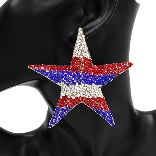 GOLD RED WHITE BLUE STAR EARRINGS ( 2543 MIX )