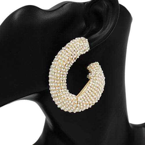 RHINESTONE HOOP EARRINGS ( 2630 GDCRM )