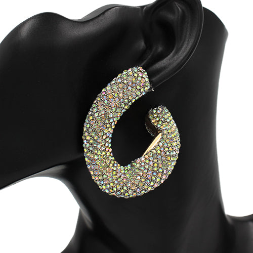 RHINESTONE HOOP EARRINGS ( 2630 GDHG )